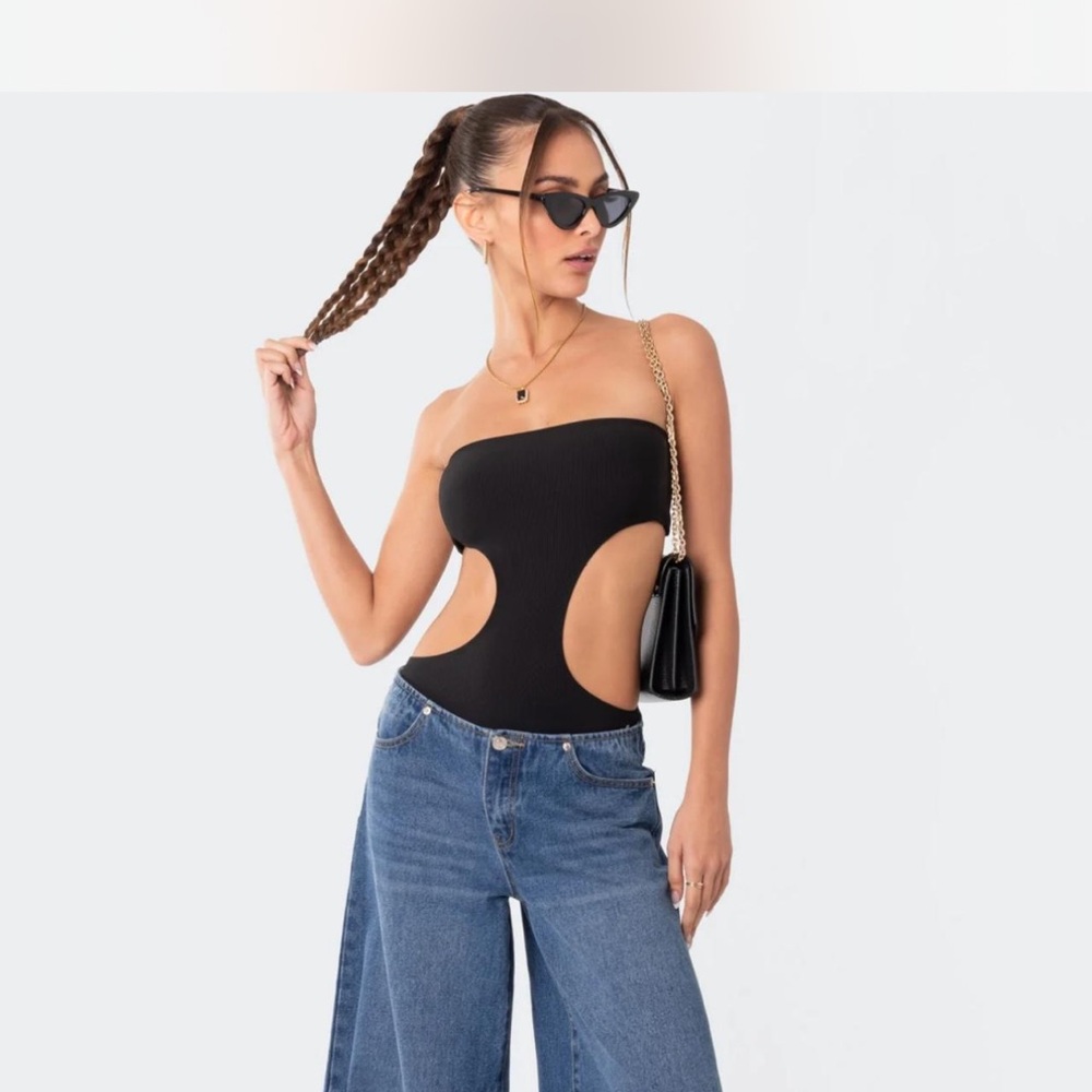 Edikted Black Sleeveless Cutout Bodysuit